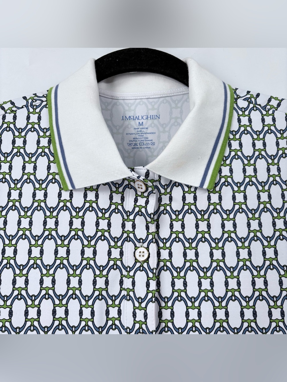 J. McLaughlin White Blue Green Signet Lock Dorte Dress - Picture 10 of 16